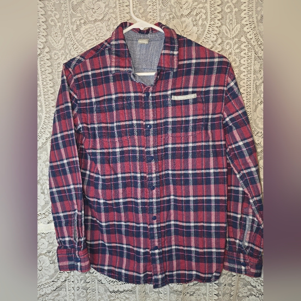 Rumi & Ryder Boys Reversible Button Down Long Sleeve Shirt, Large Plaid
